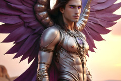 Male Angels of the Holy Divine - The Mighty & The Powerful: AI Fantasy Photos of Handsome Male Angels in Elegant Divine Armor,living in the golden city,with Vibrant Holy Wings.