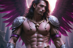 Male Angels of the Holy Divine - The Mighty & The Powerful: AI Fantasy Photos of Handsome Male Angels in Elegant Divine Armor,living in the golden city,with Vibrant Holy Wings.