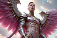 Male Angels of the Holy Divine - The Mighty & The Powerful: AI Fantasy Photos of Handsome Male Angels in Elegant Divine Armor,living in the golden city,with Vibrant Holy Wings.