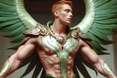 Male Angels of the Holy Divine - The Mighty & The Powerful: AI Fantasy Photos of Handsome Male Angels in Elegant Divine Armor,living in the golden city,with Vibrant Holy Wings.