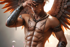 Male Angels of the Holy Divine - The Mighty & The Powerful: AI Fantasy Photos of Handsome Male Angels in Elegant Divine Armor,living in the golden city,with Vibrant Holy Wings.
