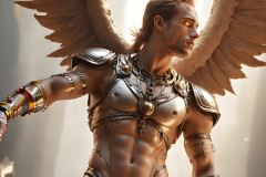 Male Angels of the Holy Divine - The Mighty & The Powerful: AI Fantasy Photos of Handsome Male Angels in Elegant Divine Armor,living in the golden city,with Vibrant Holy Wings.