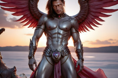 Male Angels of the Holy Divine - The Mighty & The Powerful: AI Fantasy Photos of Handsome Male Angels in Elegant Divine Armor,living in the golden city,with Vibrant Holy Wings.