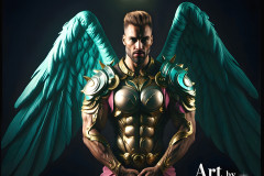 Male Angels of the Holy Divine - The Mighty & The Powerful: AI Fantasy Photos of Handsome Male Angels in Elegant Divine Armor,living in the golden city,with Vibrant Holy Wings.