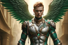 Male Angels of the Holy Divine - The Mighty & The Powerful: AI Fantasy Photos of Handsome Male Angels in Elegant Divine Armor,living in the golden city,with Vibrant Holy Wings.
