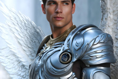 Male Angels of the Holy Divine - The Mighty & The Powerful: AI Fantasy Photos of Handsome Male Angels in Elegant Divine Armor,living in the golden city,with Vibrant Holy Wings.