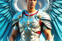 Male Angels of the Holy Divine - The Mighty & The Powerful: AI Fantasy Photos of Handsome Male Angels in Elegant Divine Armor,living in the golden city,with Vibrant Holy Wings.