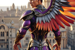 Male Angels of the Holy Divine - The Mighty & The Powerful: AI Fantasy Photos of Handsome Male Angels in Elegant Divine Armor,living in the golden city,with Vibrant Holy Wings.