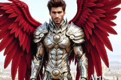 Male Angels of the Holy Divine - The Mighty & The Powerful: AI Fantasy Photos of Handsome Male Angels in Elegant Divine Armor,living in the golden city,with Vibrant Holy Wings.