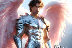 Male Angels of the Holy Divine - The Mighty & The Powerful: AI Fantasy Photos of Handsome Male Angels in Elegant Divine Armor,living in the golden city,with Vibrant Holy Wings.