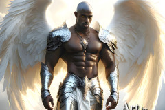 Male Angels of the Holy Divine - The Mighty & The Powerful: AI Fantasy Photos of Handsome Male Angels in Elegant Divine Armor,living in the golden city,with Vibrant Holy Wings.
