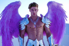Male Angels of the Holy Divine - The Mighty & The Powerful: AI Fantasy Photos of Handsome Male Angels in Elegant Divine Armor,living in the golden city,with Vibrant Holy Wings.