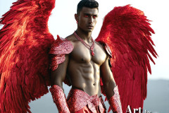 Male Angels of the Holy Divine - The Mighty & The Powerful: AI Fantasy Photos of Handsome Male Angels in Elegant Divine Armor,living in the golden city,with Vibrant Holy Wings.