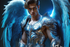 Male Angels of the Holy Divine - The Mighty & The Powerful: AI Fantasy Photos of Handsome Male Angels in Elegant Divine Armor,living in the golden city,with Vibrant Holy Wings.