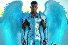 Male Angels of the Holy Divine - The Mighty & The Powerful: AI Fantasy Photos of Handsome Male Angels in Elegant Divine Armor,living in the golden city,with Vibrant Holy Wings.