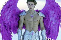 Male Angels of the Holy Divine - The Mighty & The Powerful: AI Fantasy Photos of Handsome Male Angels in Elegant Divine Armor,living in the golden city,with Vibrant Holy Wings.