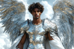 Male Angels of the Holy Divine - The Mighty & The Powerful: AI Fantasy Photos of Handsome Male Angels in Elegant Divine Armor,living in the golden city,with Vibrant Holy Wings.