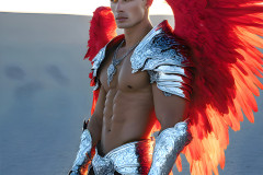 Male Angels of the Holy Divine - The Mighty & The Powerful: AI Fantasy Photos of Handsome Male Angels in Elegant Divine Armor,living in the golden city,with Vibrant Holy Wings.