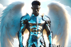 Male Angels of the Holy Divine - The Mighty & The Powerful: AI Fantasy Photos of Handsome Male Angels in Elegant Divine Armor,living in the golden city,with Vibrant Holy Wings.