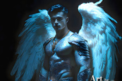 Male Angels of the Holy Divine - The Mighty & The Powerful: AI Fantasy Photos of Handsome Male Angels in Elegant Divine Armor,living in the golden city,with Vibrant Holy Wings.