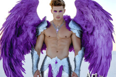 Male Angels of the Holy Divine - The Mighty & The Powerful: AI Fantasy Photos of Handsome Male Angels in Elegant Divine Armor,living in the golden city,with Vibrant Holy Wings.