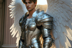 Male Angels of the Holy Divine - The Mighty & The Powerful: AI Fantasy Photos of Handsome Male Angels in Elegant Divine Armor,living in the golden city,with Vibrant Holy Wings.