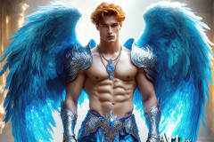 Male Angels of the Holy Divine - The Mighty & The Powerful: AI Fantasy Photos of Handsome Male Angels in Elegant Divine Armor,living in the golden city,with Vibrant Holy Wings.