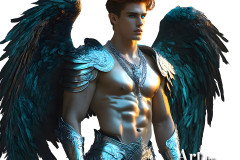 Male Angels of the Holy Divine - The Mighty & The Powerful: AI Fantasy Photos of Handsome Male Angels in Elegant Divine Armor,living in the golden city,with Vibrant Holy Wings.