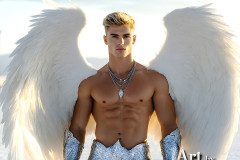 Male Angels of the Holy Divine - The Mighty & The Powerful: AI Fantasy Photos of Handsome Male Angels in Elegant Divine Armor,living in the golden city,with Vibrant Holy Wings.