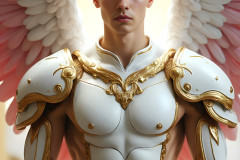 Male Angels of the Holy Divine - The Young & The Beautiful: AI Fantasy Photos of Handsome Male Angels in Elegant Divine Armor,living in the golden city,with Vibrant Holy Wings.