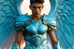 Male Angels of the Holy Divine - The Young & The Beautiful: AI Fantasy Photos of Handsome Male Angels in Elegant Divine Armor,living in the golden city,with Vibrant Holy Wings.