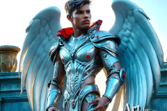 Male Angels of the Holy Divine - The Young & The Beautiful: AI Fantasy Photos of Handsome Male Angels in Elegant Divine Armor,living in the golden city,with Vibrant Holy Wings.