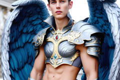 Male Angels of the Holy Divine - The Young & The Beautiful: AI Fantasy Photos of Handsome Male Angels in Elegant Divine Armor,living in the golden city,with Vibrant Holy Wings.