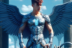 Male Angels of the Holy Divine - The Young & The Beautiful: AI Fantasy Photos of Handsome Male Angels in Elegant Divine Armor,living in the golden city,with Vibrant Holy Wings.