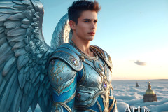 Male Angels of the Holy Divine - The Young & The Beautiful: AI Fantasy Photos of Handsome Male Angels in Elegant Divine Armor,living in the golden city,with Vibrant Holy Wings.