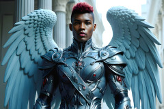 Male Angels of the Holy Divine - The Young & The Beautiful: AI Fantasy Photos of Handsome Male Angels in Elegant Divine Armor,living in the golden city,with Vibrant Holy Wings.