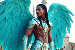 Male Angels of the Holy Divine - The Young & The Beautiful: AI Fantasy Photos of Handsome Male Angels in Elegant Divine Armor,living in the golden city,with Vibrant Holy Wings.