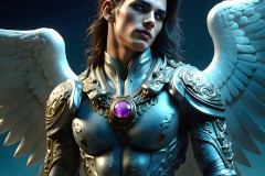 Male Angels of the Holy Divine - The Young & The Beautiful: AI Fantasy Photos of Handsome Male Angels in Elegant Divine Armor,living in the golden city,with Vibrant Holy Wings.