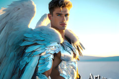 Male Angels of the Holy Divine - The Young & The Beautiful: AI Fantasy Photos of Handsome Male Angels in Elegant Divine Armor,living in the golden city,with Vibrant Holy Wings.