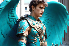Male Angels of the Holy Divine - The Young & The Beautiful: AI Fantasy Photos of Handsome Male Angels in Elegant Divine Armor,living in the golden city,with Vibrant Holy Wings.