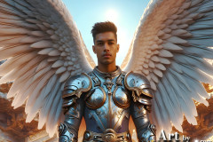 Male Angels of the Holy Divine - The Young & The Beautiful: AI Fantasy Photos of Handsome Male Angels in Elegant Divine Armor,living in the golden city,with Vibrant Holy Wings.