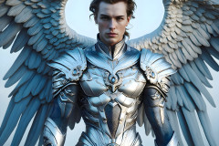 Male Angels of the Holy Divine - The Young & The Beautiful: AI Fantasy Photos of Handsome Male Angels in Elegant Divine Armor,living in the golden city,with Vibrant Holy Wings.