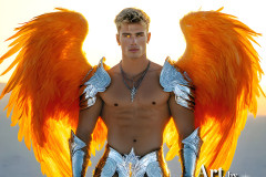 Male Angels of the Holy Divine - The Young & The Beautiful: AI Fantasy Photos of Handsome Male Angels in Elegant Divine Armor,living in the golden city,with Vibrant Holy Wings.