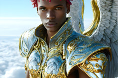 Male Angels of the Holy Divine - The Young & The Beautiful: AI Fantasy Photos of Handsome Male Angels in Elegant Divine Armor,living in the golden city,with Vibrant Holy Wings.