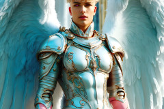 Male Angels of the Holy Divine - The Young & The Beautiful: AI Fantasy Photos of Handsome Male Angels in Elegant Divine Armor,living in the golden city,with Vibrant Holy Wings.