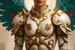 Male Angels of the Holy Divine - The Young & The Beautiful: AI Fantasy Photos of Handsome Male Angels in Elegant Divine Armor,living in the golden city,with Vibrant Holy Wings.