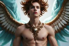 Male Angels of the Holy Divine - The Young & The Beautiful: AI Fantasy Photos of Handsome Male Angels in Elegant Divine Armor,living in the golden city,with Vibrant Holy Wings.