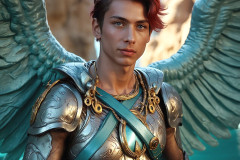 Male Angels of the Holy Divine - The Young & The Beautiful: AI Fantasy Photos of Handsome Male Angels in Elegant Divine Armor,living in the golden city,with Vibrant Holy Wings.