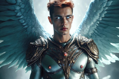 Male Angels of the Holy Divine - The Young & The Beautiful: AI Fantasy Photos of Handsome Male Angels in Elegant Divine Armor,living in the golden city,with Vibrant Holy Wings.