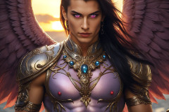 Male Angels of the Holy Divine - The Young & The Beautiful: AI Fantasy Photos of Handsome Male Angels in Elegant Divine Armor,living in the golden city,with Vibrant Holy Wings.